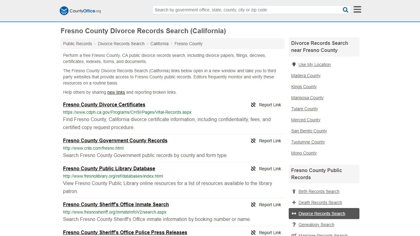 Fresno County Divorce Records Search (California) - County Office